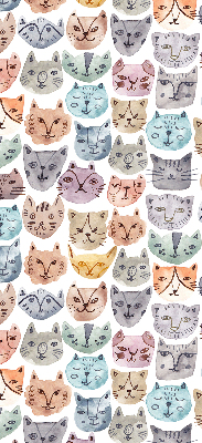 Rolgordijn voor het raam Kleurrijke kattengezichten