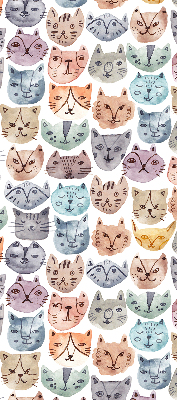 Rolgordijn voor het raam Kleurrijke kattengezichten