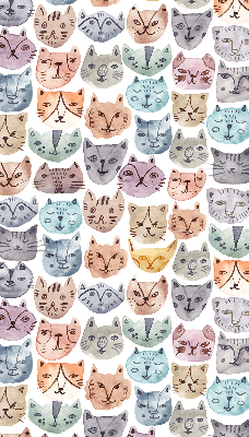 Rolgordijn voor het raam Kleurrijke kattengezichten