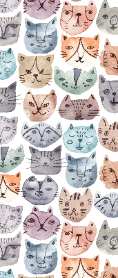 Rolgordijn voor het raam Kleurrijke kattengezichten