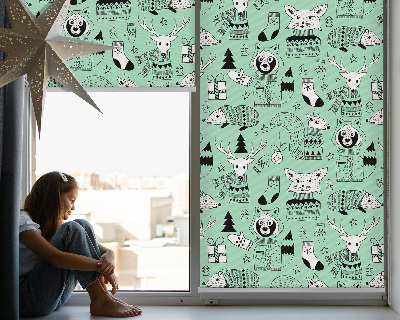 Rolgordijn voor het raam Winterdieren