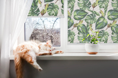 Rolgordijn voor het raam Tropische planten