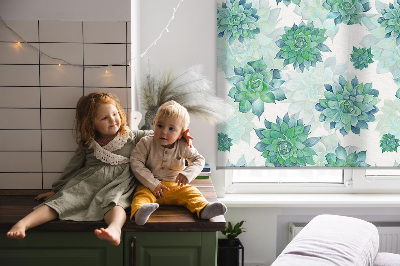 Rolgordijn verduisterend Groene bloemen