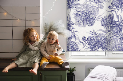 Rolgordijn voor het raam Blauw boeket