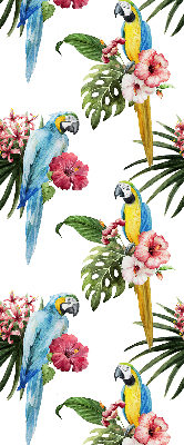 Rolgordijn voor het raam Papegaai op bloemen