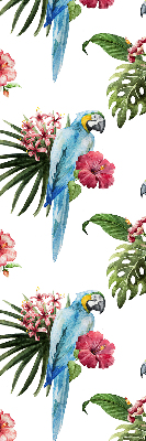 Rolgordijn voor het raam Papegaai op bloemen