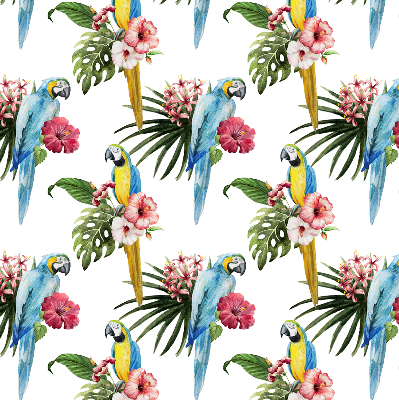 Rolgordijn voor het raam Papegaai op bloemen