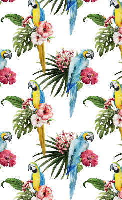 Rolgordijn voor het raam Papegaai op bloemen