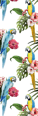 Rolgordijn voor het raam Papegaai op bloemen