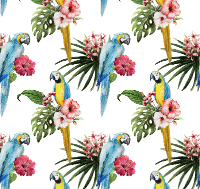 Rolgordijn voor het raam Papegaai op bloemen