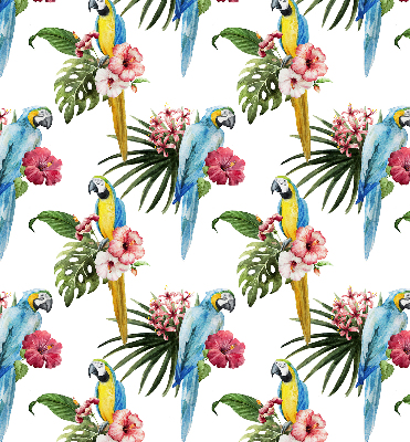 Rolgordijn voor het raam Papegaai op bloemen