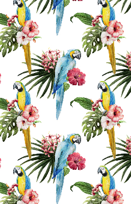 Rolgordijn voor het raam Papegaai op bloemen