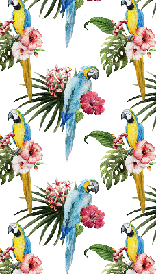 Rolgordijn voor het raam Papegaai op bloemen