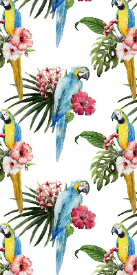Rolgordijn voor het raam Papegaai op bloemen