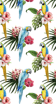 Rolgordijn voor het raam Papegaai op bloemen