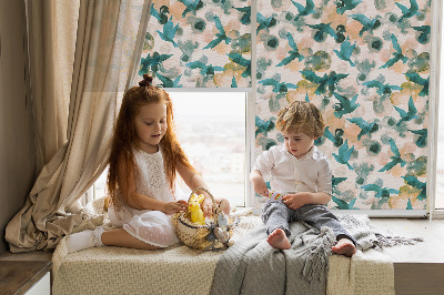 Rolgordijn verduisterend Vogels en kleurrijke vlekken