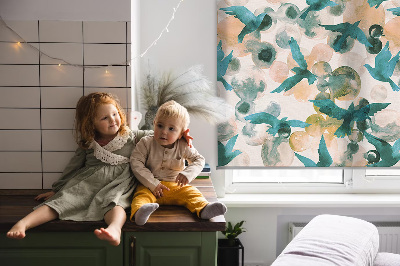 Rolgordijn verduisterend Vogels en kleurrijke vlekken