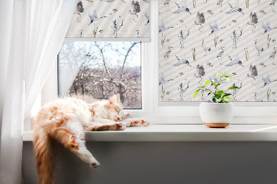Rolgordijn voor het raam Reigers