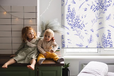 Rolgordijn voor het raam Paarse planten