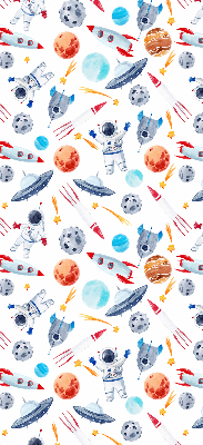 Rolgordijn verduisterend Raketten, kosmonauten, planeten en UFO's