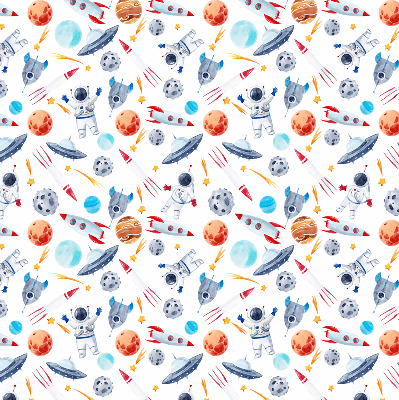 Rolgordijn verduisterend Raketten, kosmonauten, planeten en UFO's