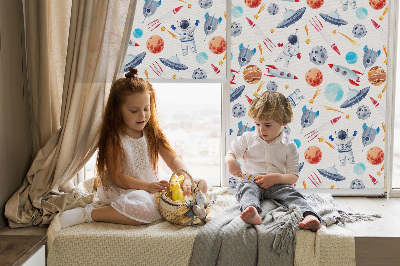 Rolgordijn verduisterend Raketten, kosmonauten, planeten en UFO's