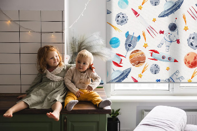 Rolgordijn verduisterend Raketten, kosmonauten, planeten en UFO's