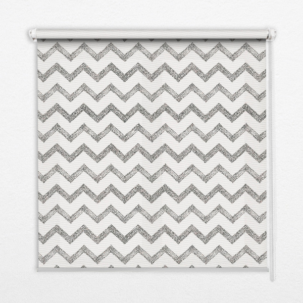 Rolgordijn voor het raam Grijze horizontale zigzaglijnen