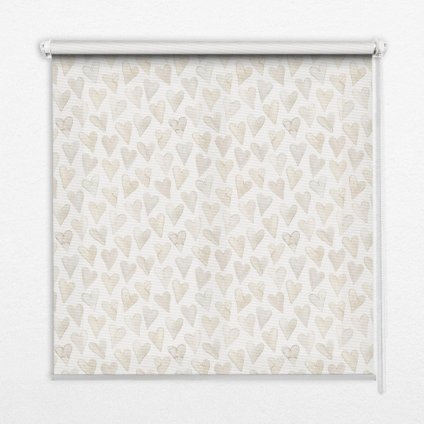 Rolgordijn voor het raam Beige harten