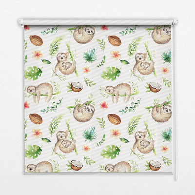 Rolgordijn voor het raam Luiaards en planten