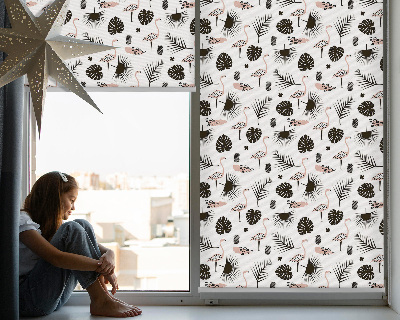 Rolgordijn verduisterend Flamingo's en bladeren