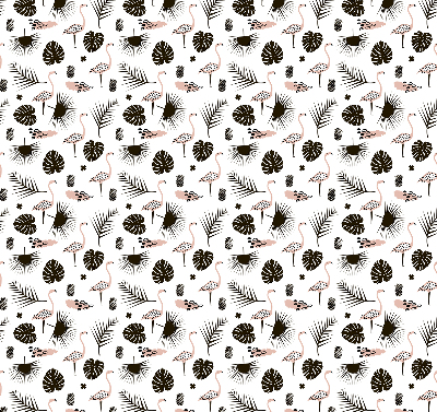 Rolgordijn verduisterend Flamingo's en bladeren