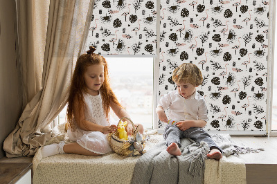 Rolgordijn verduisterend Flamingo's en bladeren