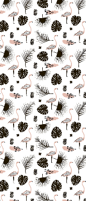 Rolgordijn verduisterend Flamingo's en bladeren