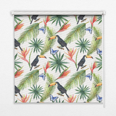 Rolgordijn verduisterend Toekans op bloemen