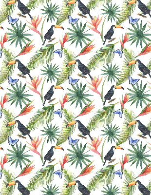 Rolgordijn verduisterend Toekans op bloemen