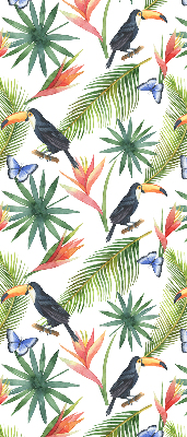 Rolgordijn verduisterend Toekans op bloemen