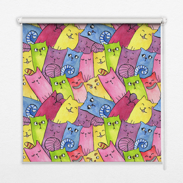 Rolgordijn voor het raam Kleurrijke katten