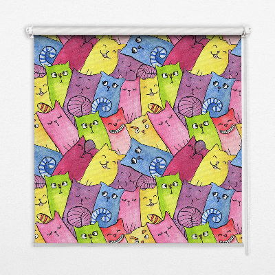 Rolgordijn voor het raam Kleurrijke katten
