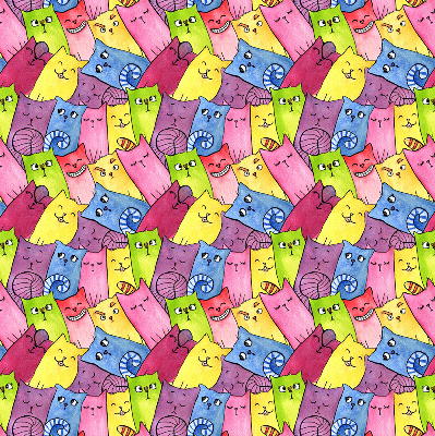 Rolgordijn voor het raam Kleurrijke katten