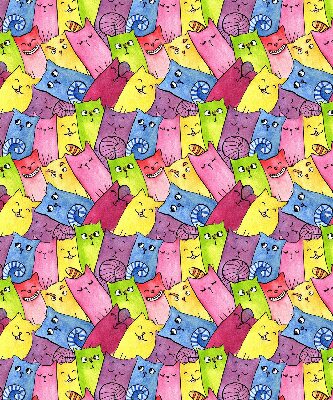 Rolgordijn voor het raam Kleurrijke katten