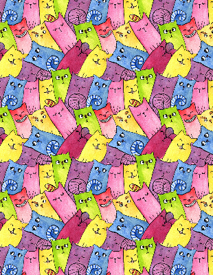 Rolgordijn voor het raam Kleurrijke katten