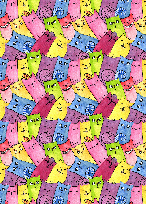 Rolgordijn voor het raam Kleurrijke katten