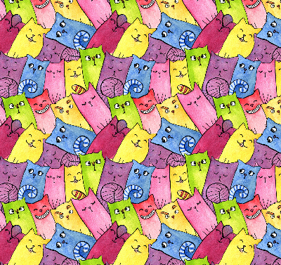 Rolgordijn voor het raam Kleurrijke katten