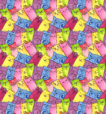 Rolgordijn voor het raam Kleurrijke katten