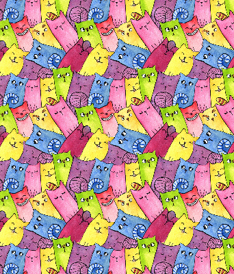 Rolgordijn voor het raam Kleurrijke katten