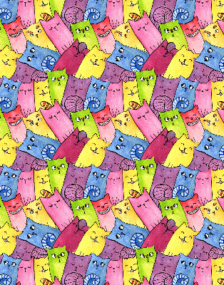 Rolgordijn voor het raam Kleurrijke katten