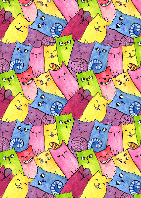 Rolgordijn voor het raam Kleurrijke katten