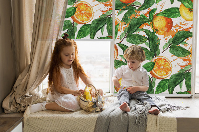 Rolgordijn verduisterend Sinaasappels en bladeren