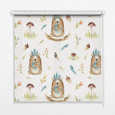 Rolgordijn verduisterend Teddyberen en planten